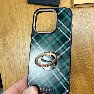 Burga elite iPhone 16 pro max Green Plaid Phone Case with Ring Holder